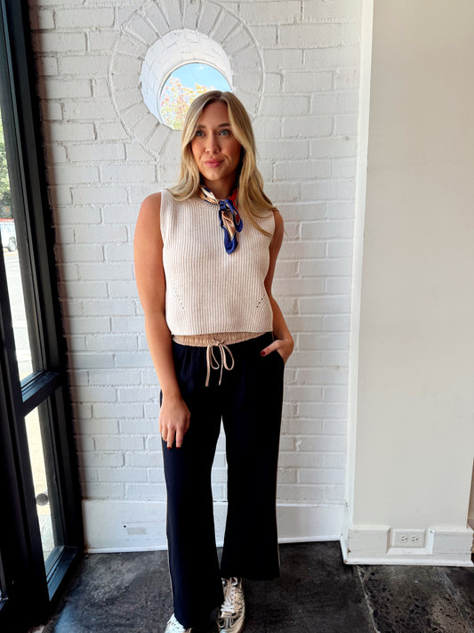 ON FILM CONTRAST PIPING DRAWSTRING PANT
