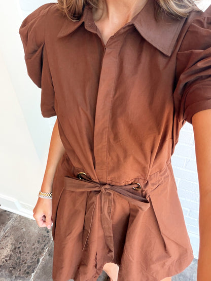 TARA MINI DRESS W/ CINCHED WAIST TIE