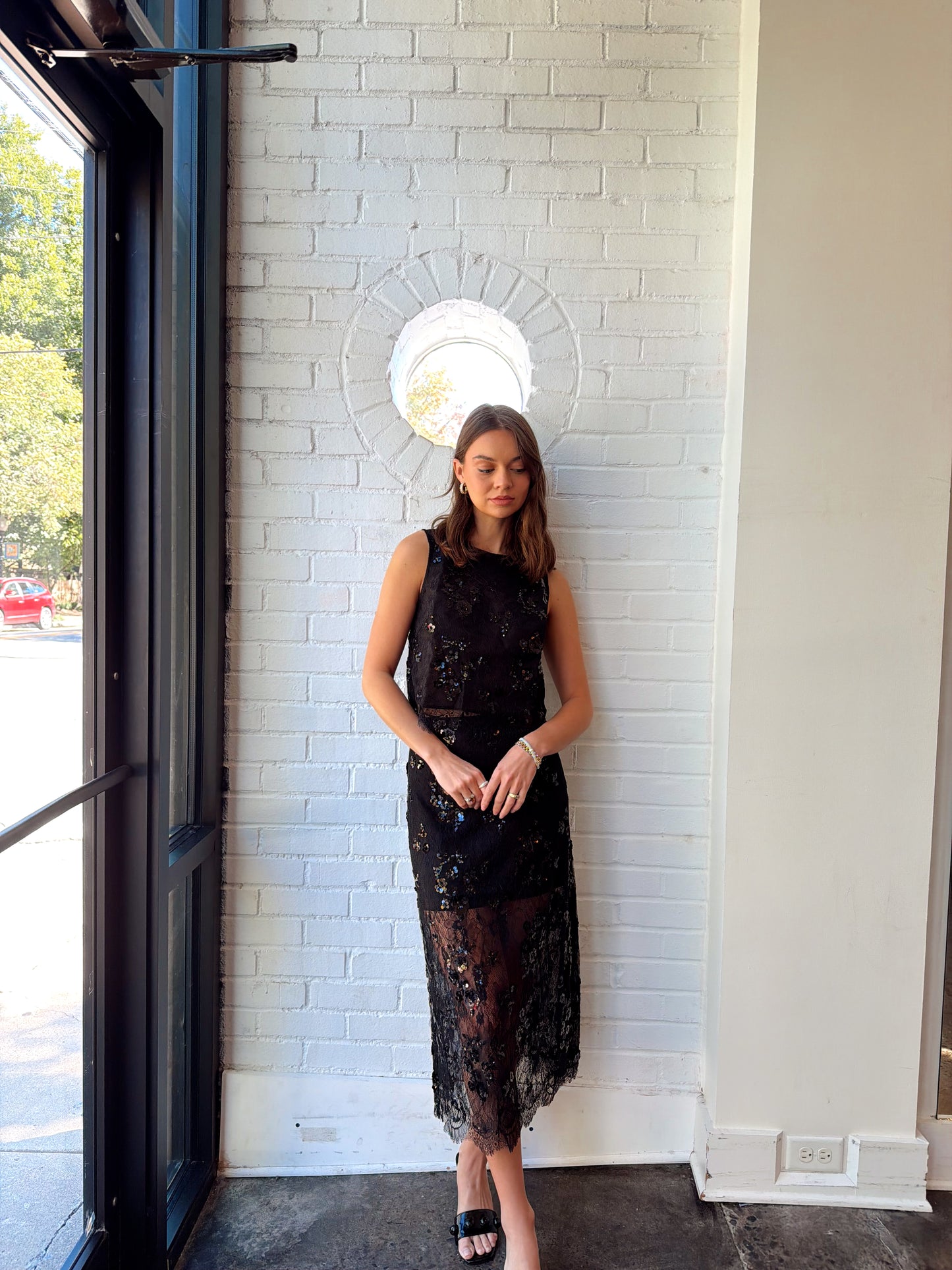 ARACELY SEQUIN LACE TOP