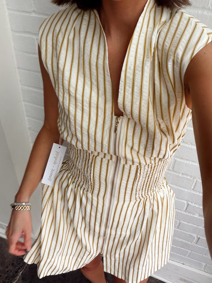 SERENE ZIP FRONT MINI- CITRON STRIPE