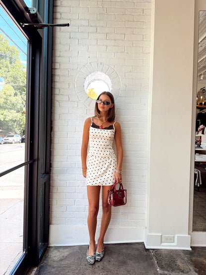 POLKA DOT TOP W/ LACE DETAIL