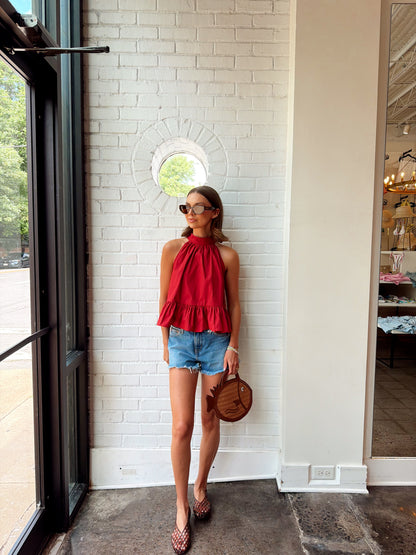 HALTER NECK PEPLUM TOP
