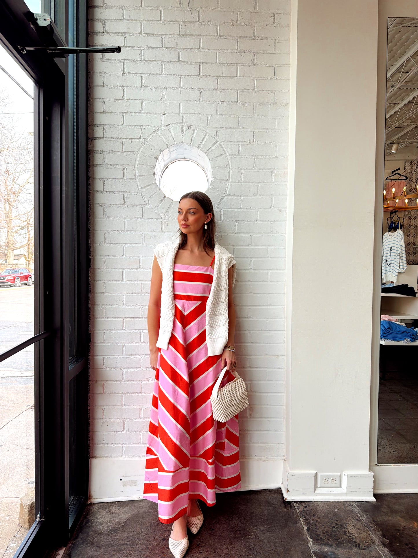 CADY TRI STRIPE MAXI DRESS