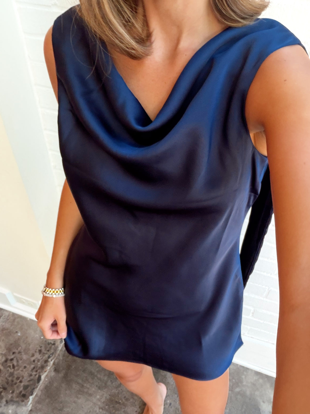 COWL NECK SCARF DRESS