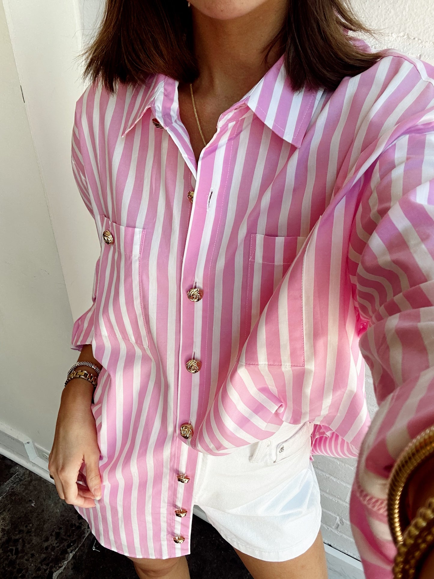 MEGGY WIDE STRIPE POPLIN SHIRT