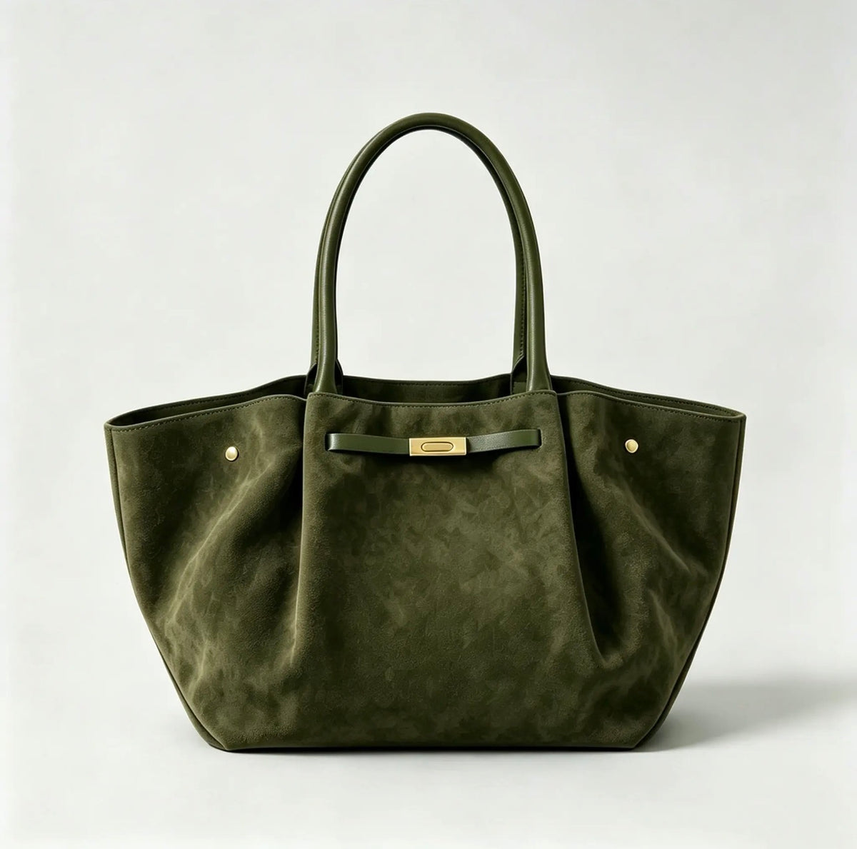 LARGE GENUINE SUEDE BAG W/ LEATHER DETAILS