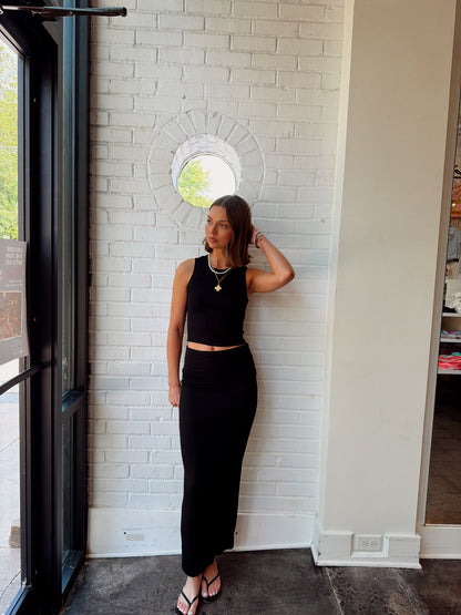 RIB FOLD DOWN MAXI SKIRT