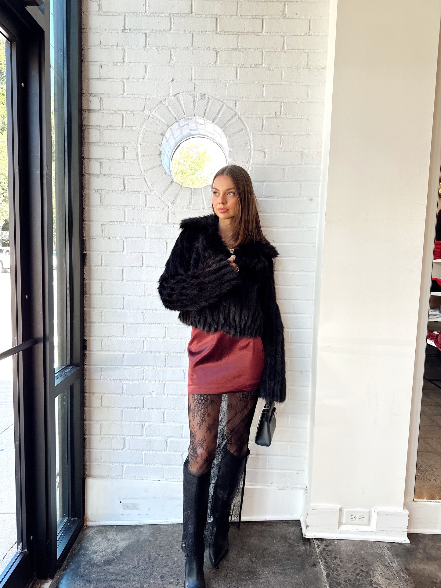 SATIN VELVET MAXI SKIRT