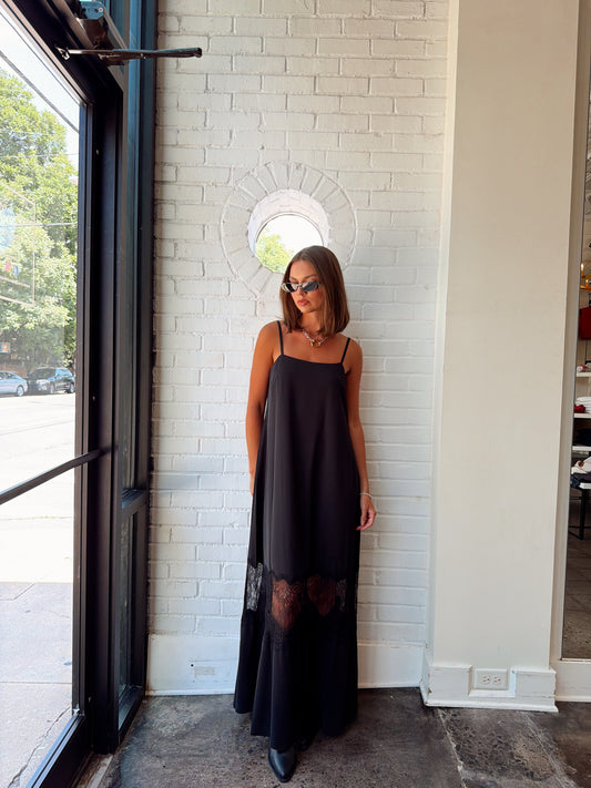 QUINN CREPE LACE MAXI DRESS