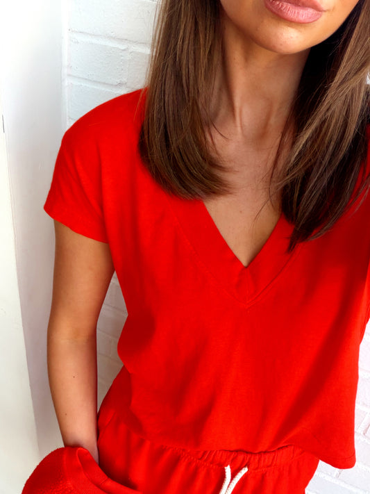 ALANIS RECYCLED COTTON V NECK TEE