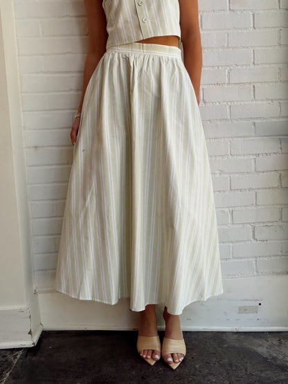 STRIPED CROP TOP & MIDI SKIRT SET