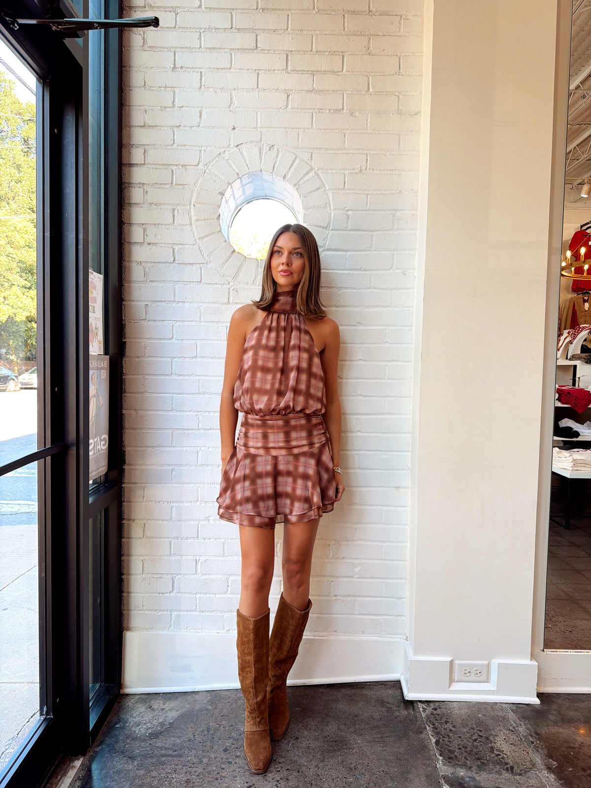 ARIA PLAID HALTER MINI