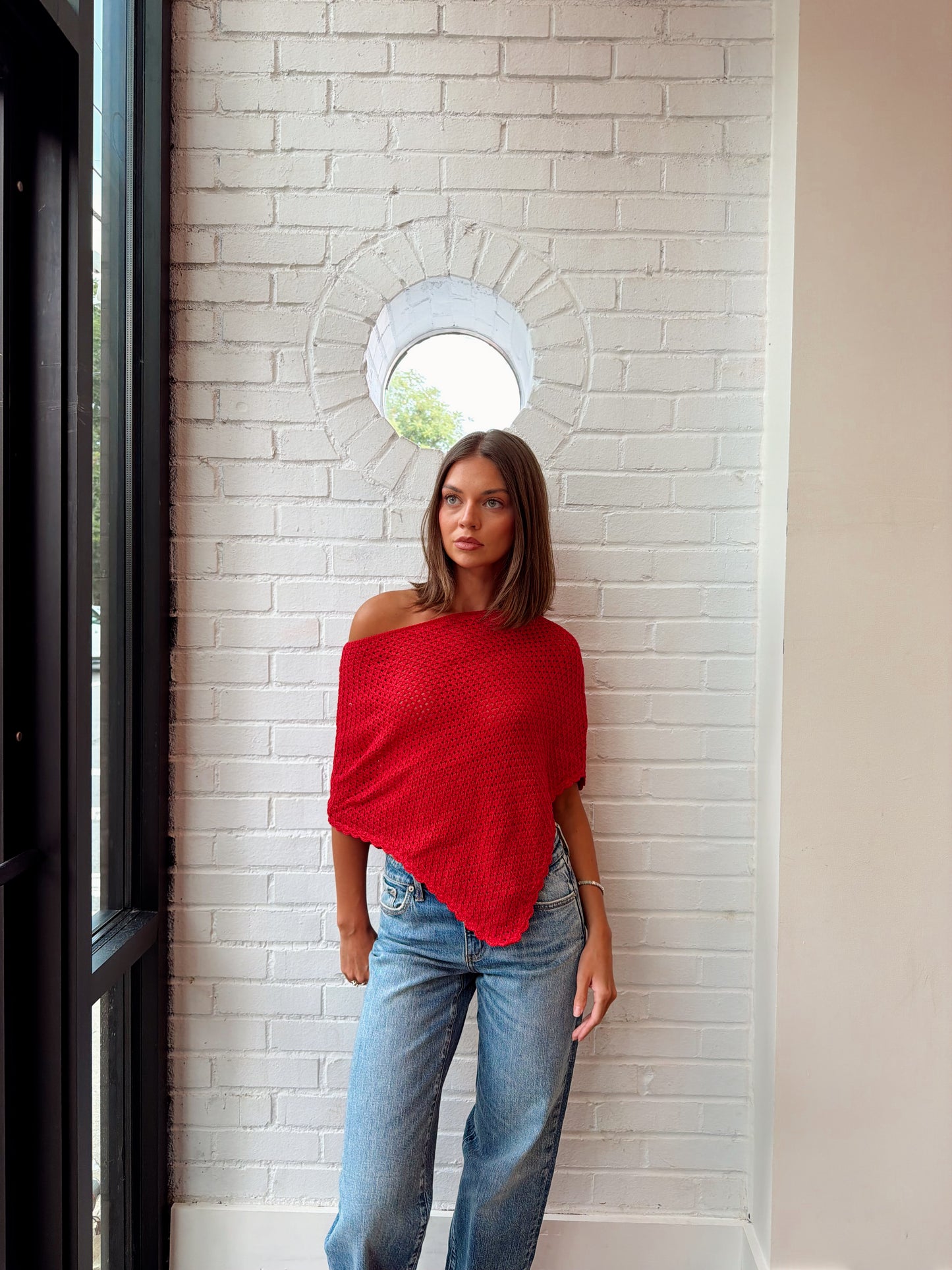 KNIT ONE SHOULDER CROCHET PONCHO