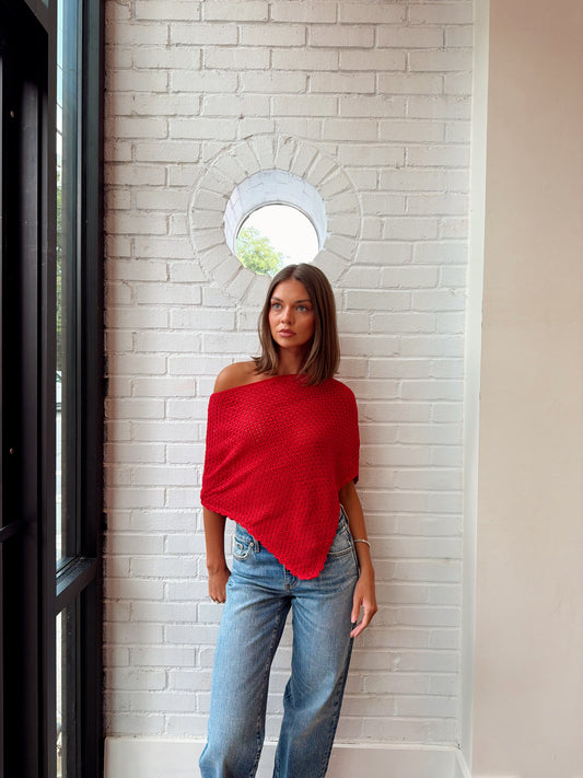 KNIT ONE SHOULDER CROCHET PONCHO