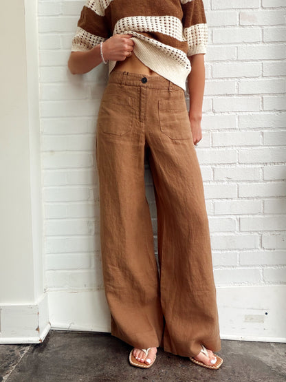 THE LINEN MARINE WIDE LEG PANT
