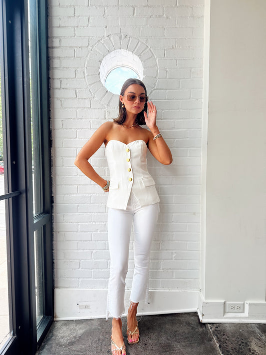 STRAPLESS BUTTONED TOP
