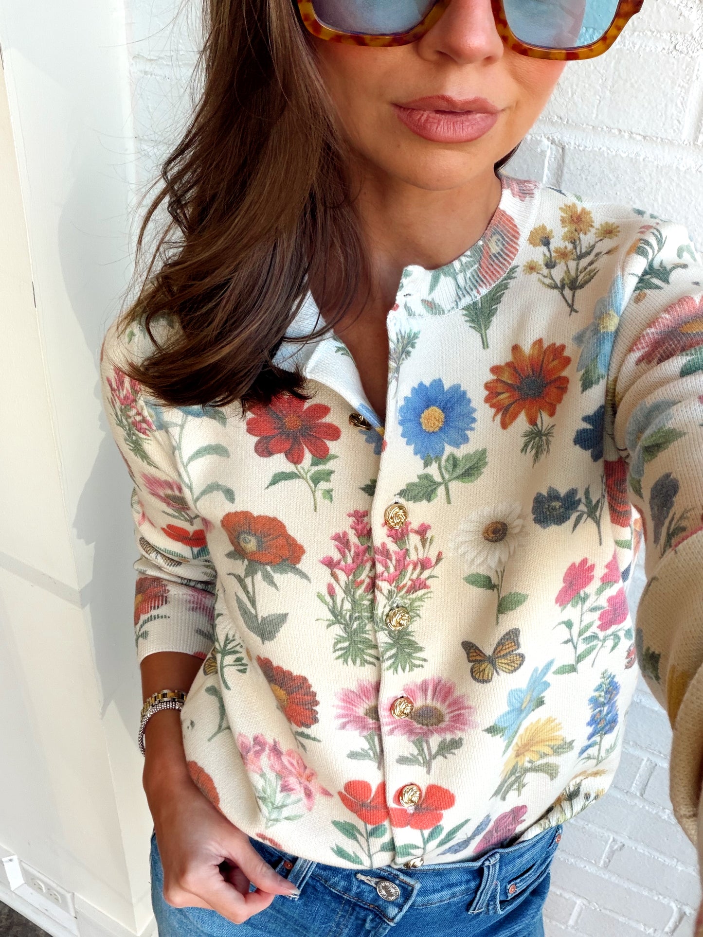 CAFE CARDIGAN- FRENCH FLORAL KNIT