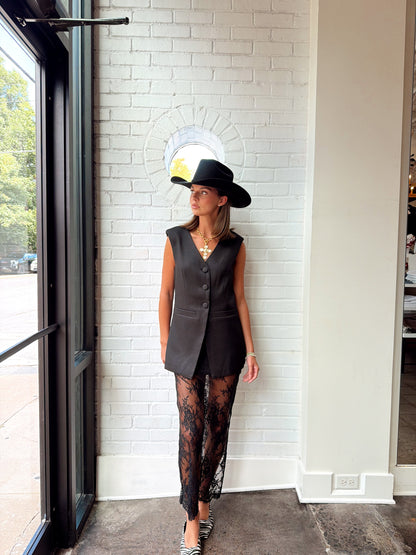 LACE MIX MEDIA SLEEVELESS MAXI DRESS