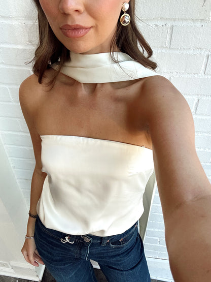 HAILEY SATIN SCARF TOP