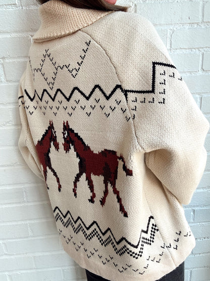 HORSE KNIT SWEATER CARDIGAN