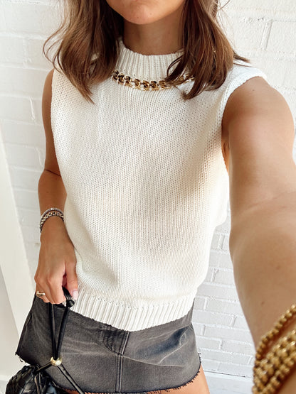 SAVOY CHAIN DETAIL SWEATER TANK