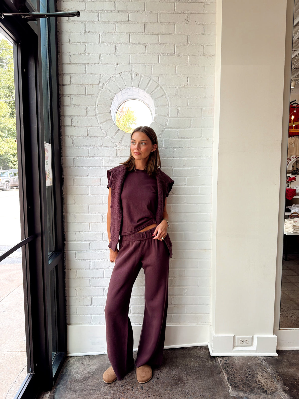 MARLEY FLEECE SWEATPANT- CHERRY LACQUER