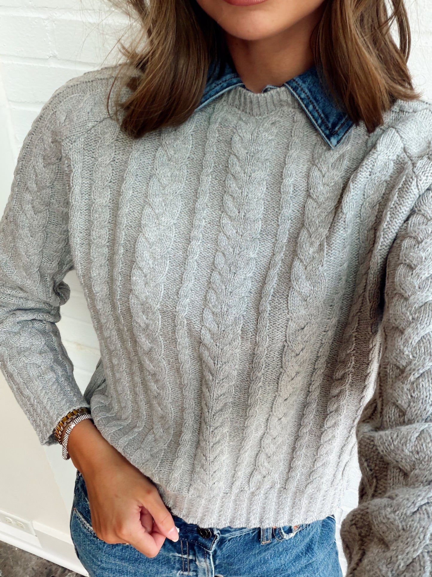 NASH DENIM COLLAR SWEATER