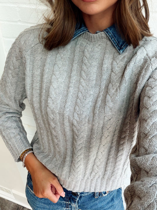 NASH DENIM COLLAR SWEATER
