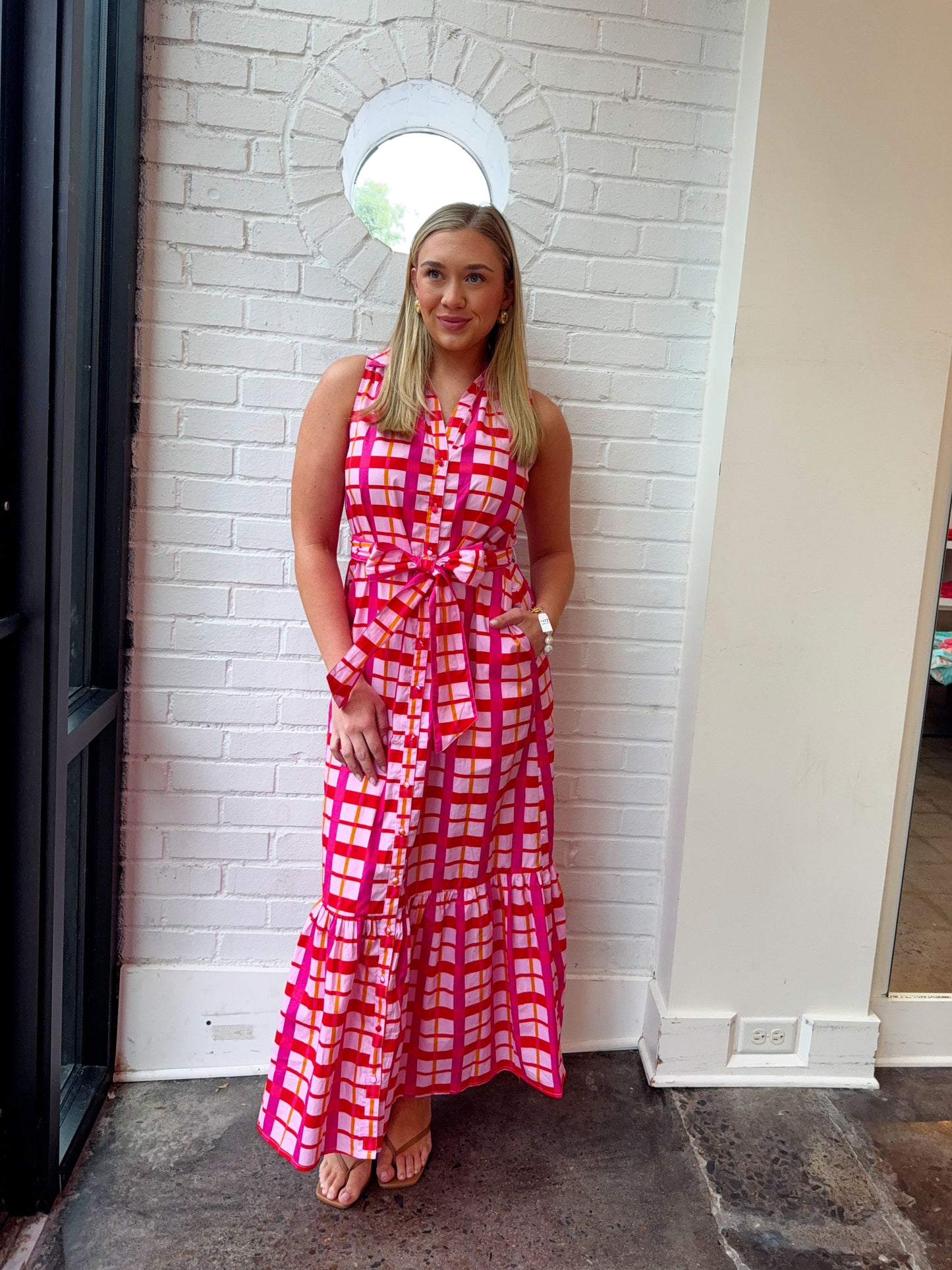 DARVY CHECKER COLLARED MAXI
