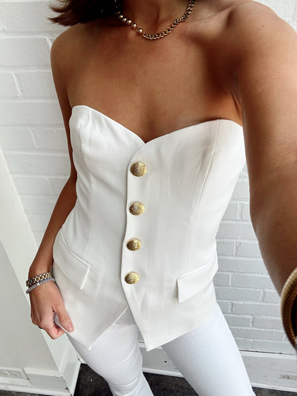 STRAPLESS BUTTONED TOP