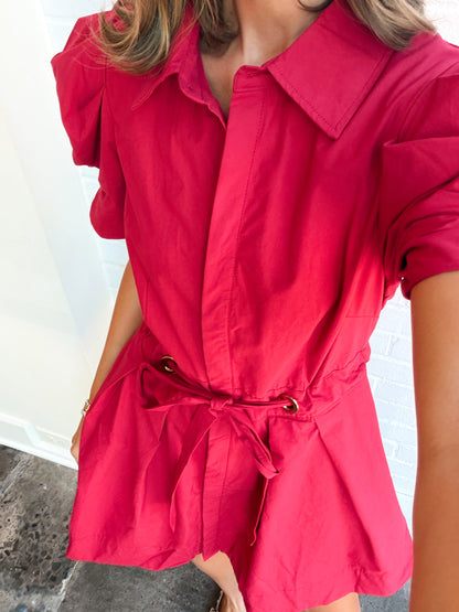TARA MINI DRESS W/ CINCHED WAIST TIE