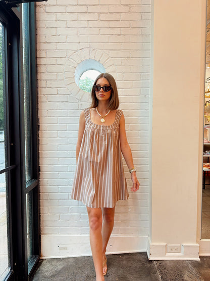 JEANE STRIPED SWING MINI DRESS