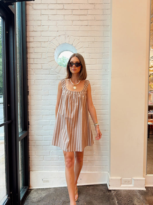 JEANE STRIPED SWING MINI DRESS