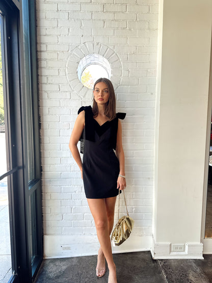 VELVET DETAIL MINI DRESS