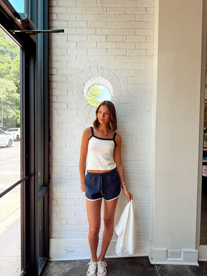 COTTON CONTRAST TRIM SHORT
