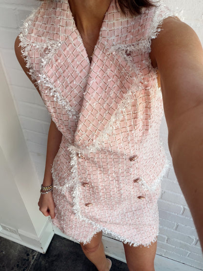 CHECK TWEED MINI DRESS
