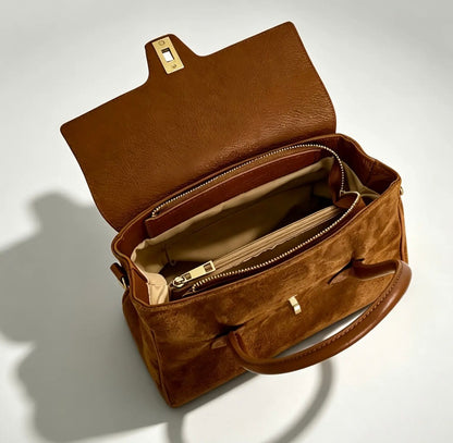 GENUINE LEATHER BAG WITH SUEDE DETAILS