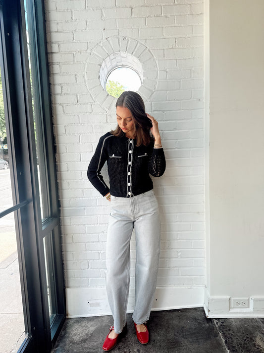 CARLA MESH STITCH CARDIGAN