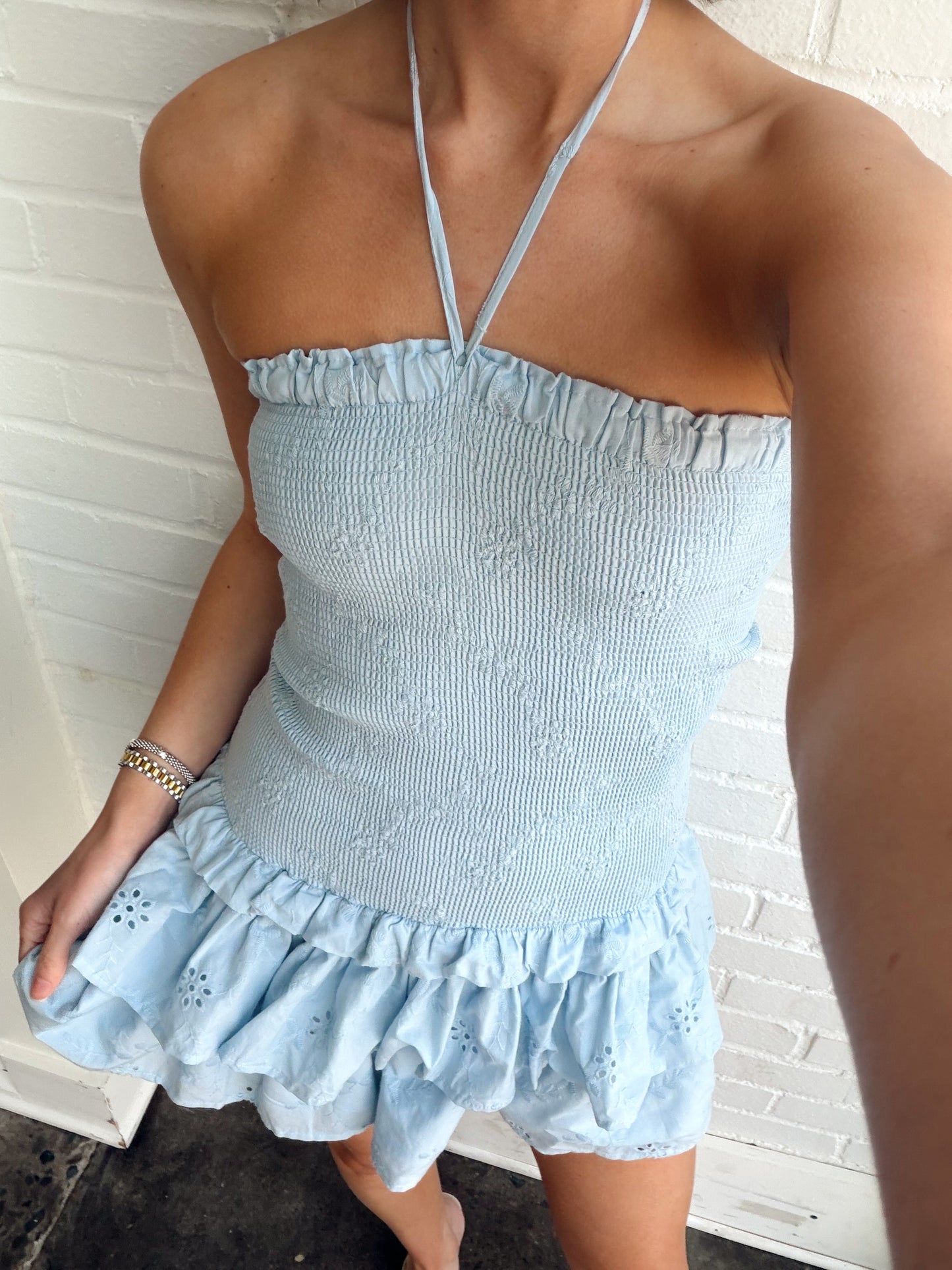 CHARLEE STRAPLESS MOCKED RUFFLE MINI
