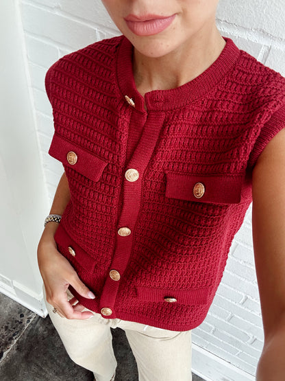 SELENA BUTTON KNIT TOP