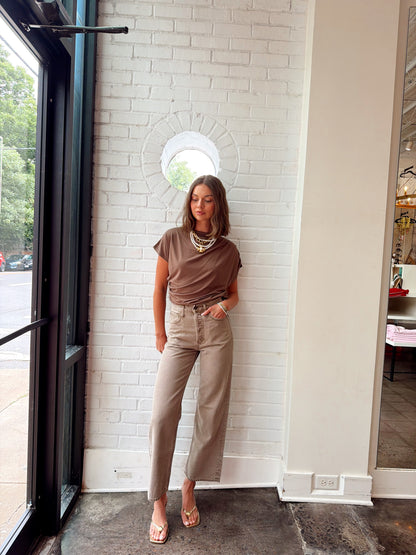 SHIRRING PLEATED MOCK NECK KNIT TOP