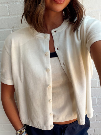 MAUDE SHORT SLEEVE CREW NECK CARDIGAN