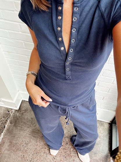 KNIT TEE + WIDE LEG PANT SET