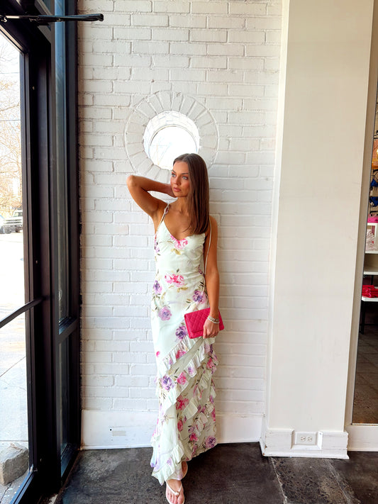 TIERED FLORAL MAXI DRESS