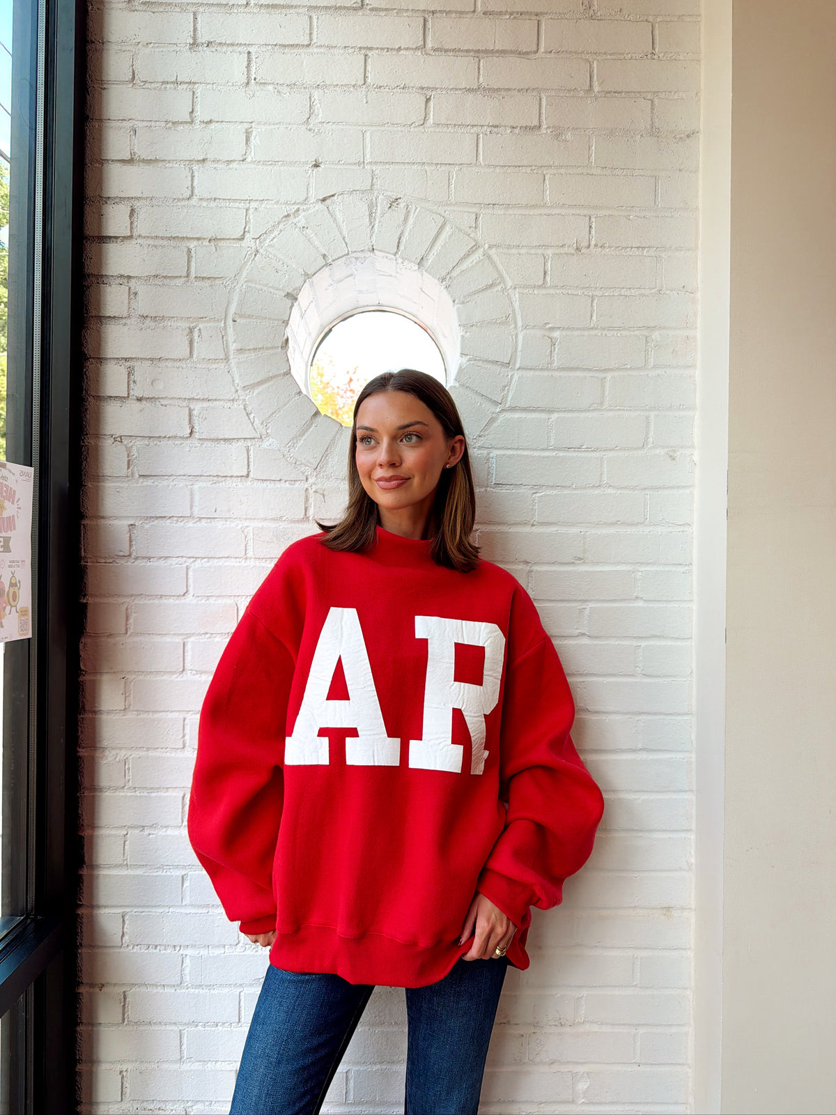 EMBROIDERED "ARKANSAS + AR" MOCK NECK PULLOVER