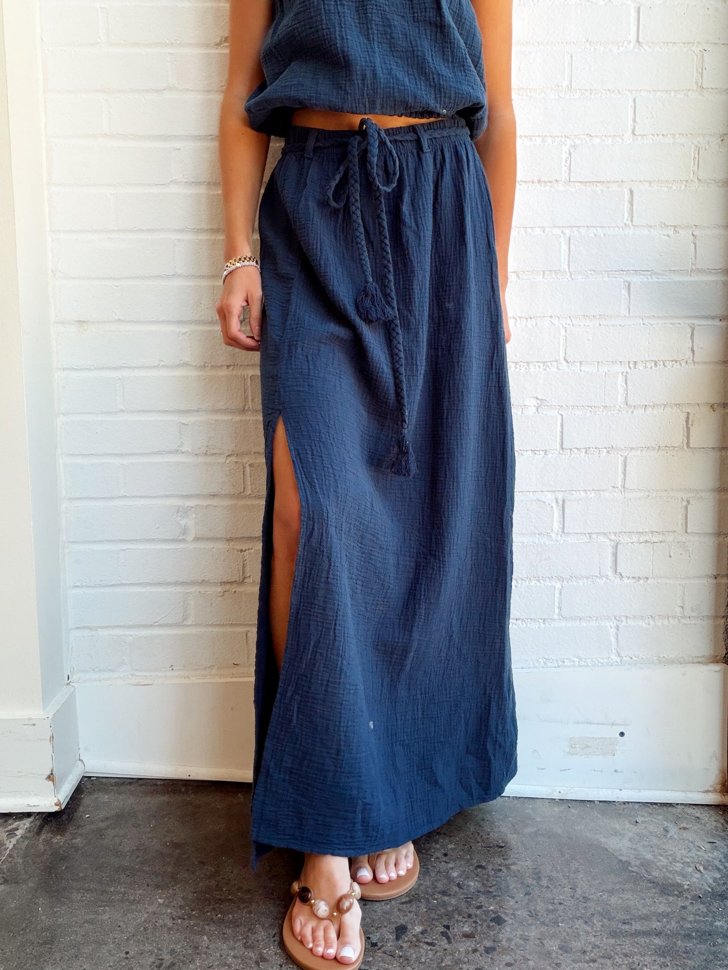 BELTED MAXI SKIRT