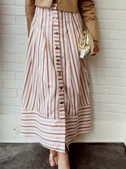SPENCER STRIPED MIDI SKIRT