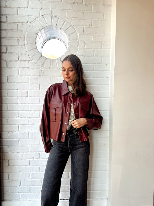 JUSTINE VEGAN LEATHER TOP
