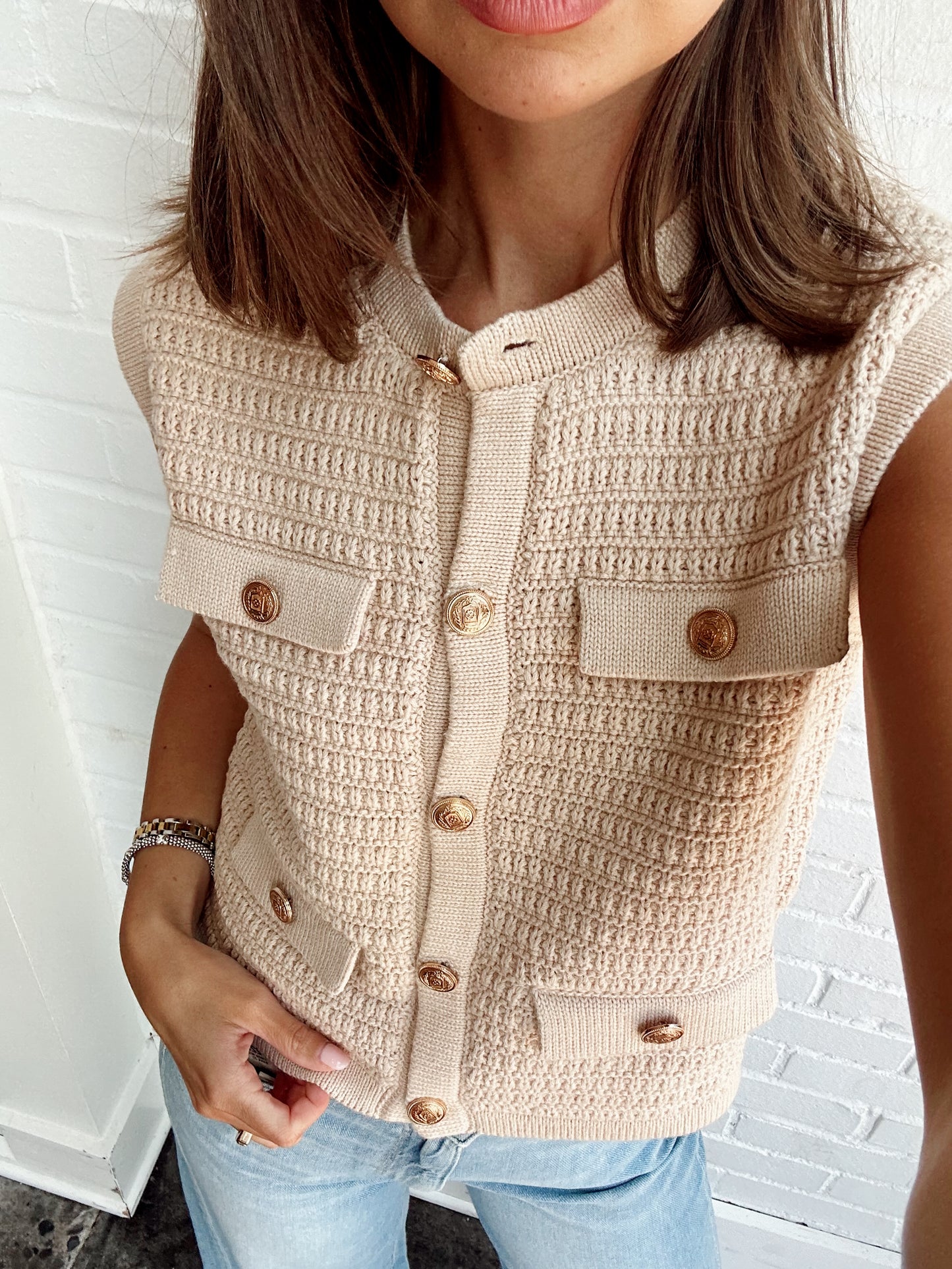 SELENA BUTTON KNIT TOP