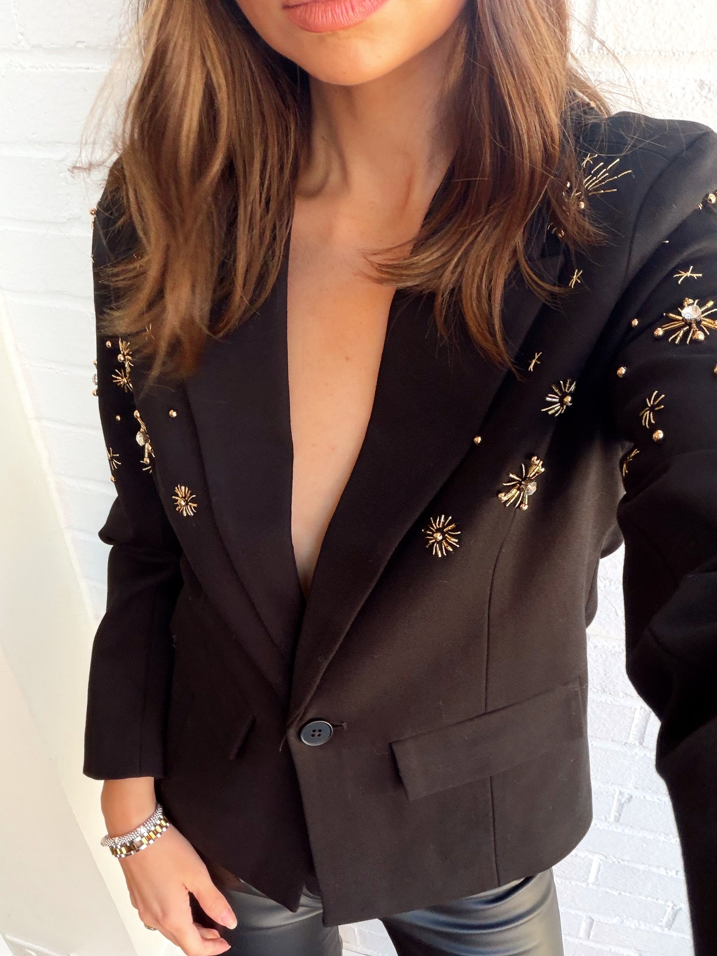CRYSTAL EMBELLISHED TUXEDO JACKET